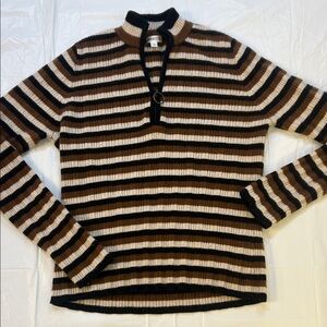 Minnie rose 100% cashmere stripe sweater fitted L